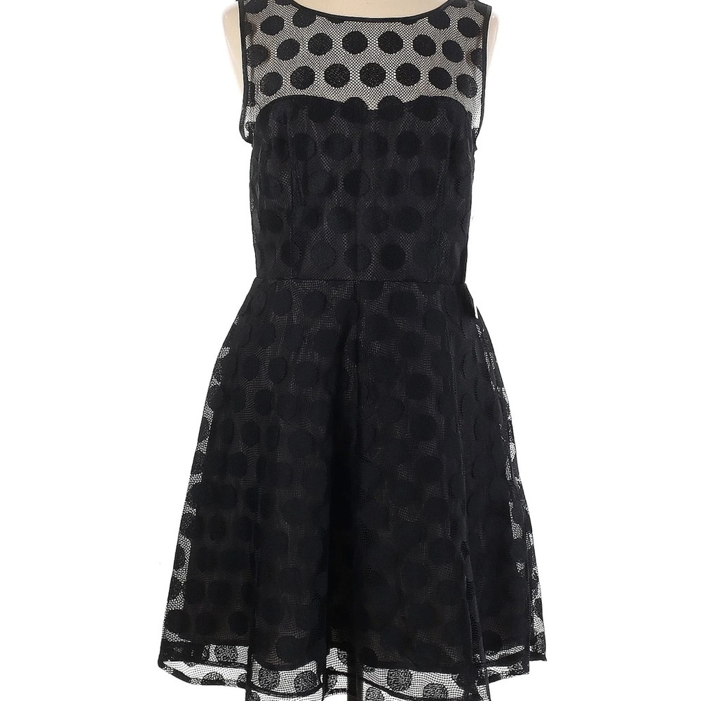 Betsey Johnson Black Mesh Polka Dot Mini Dress